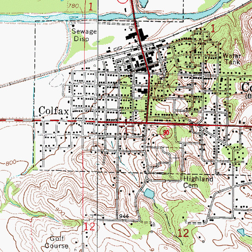 Topographic Map of Colfax Fire Department, IA