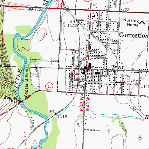 Topographic Map of Correctionville Fire Department, IA