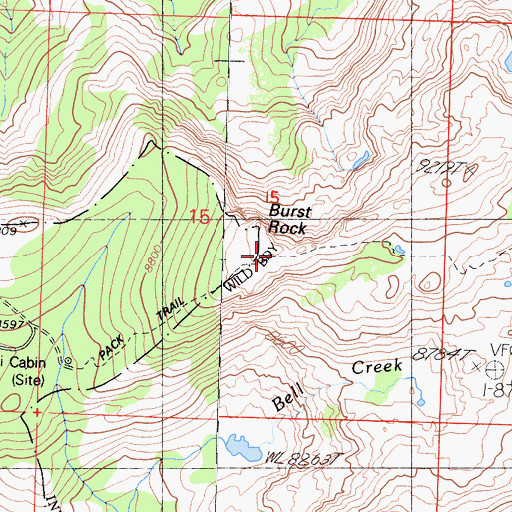 Topographic Map of Burst Rock, CA