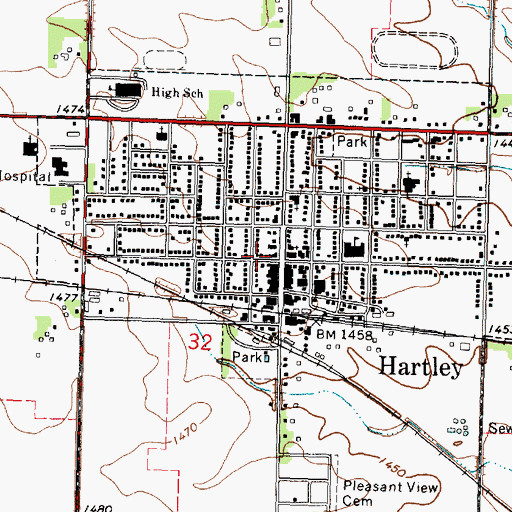 Topographic Map of Hartley Emergency Fire and Ambulance Response Team, IA