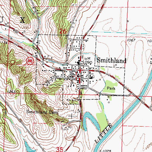 Topographic Map of Smithland Fire Department, IA