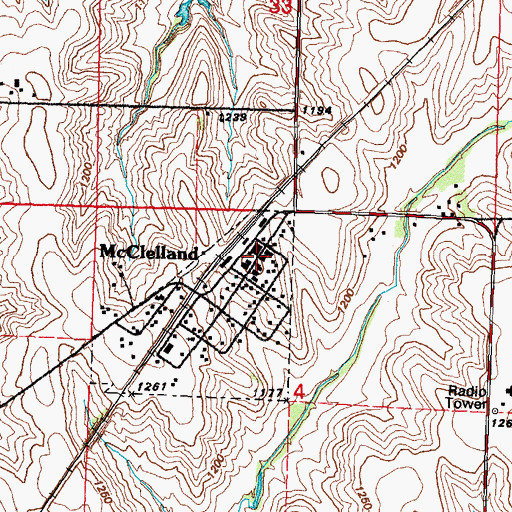 Topographic Map of McClelland Volunteer Fire Department, IA