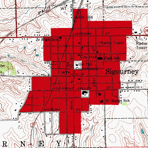 Topographic Map of Sigourney Fire and Rescue Department, IA