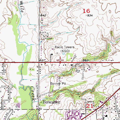Topographic Map of Delaware Township Fire Department, IA