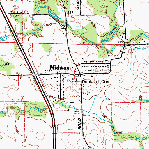 Topographic Map of Monroe Township Fire Department, IA
