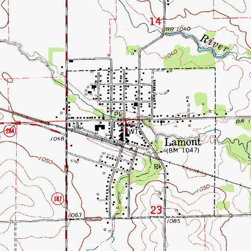 Topographic Map of Lamont Fire Department, IA