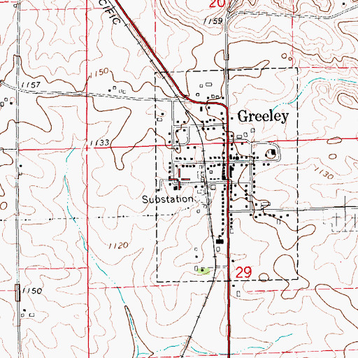 Topographic Map of Greeley Fire Department and First Responders, IA