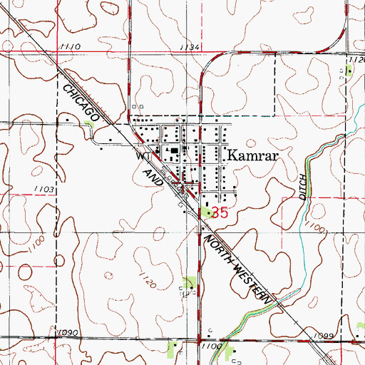 Topographic Map of Kamrar Fire and Rescue, IA