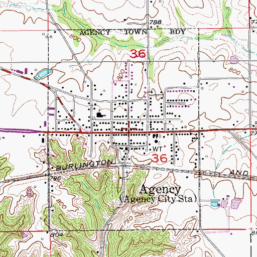 Topographic Map of Agency Volunteer Fire and Rescue Department, IA