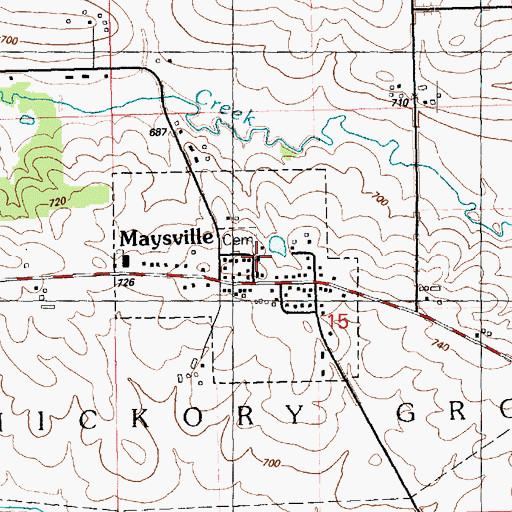 Topographic Map of Maysville Fire Department, IA