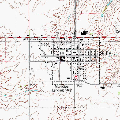 Topographic Map of Sully Rural Fire and Ambulance, IA