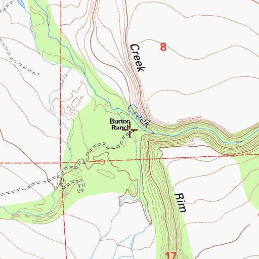 Topographic Map of Burton Ranch, CA