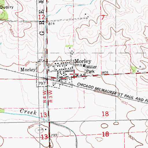 Topographic Map of Morley Fire Department First Responders, IA