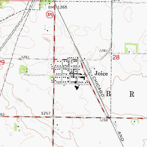 Topographic Map of Joice Fire Department, IA