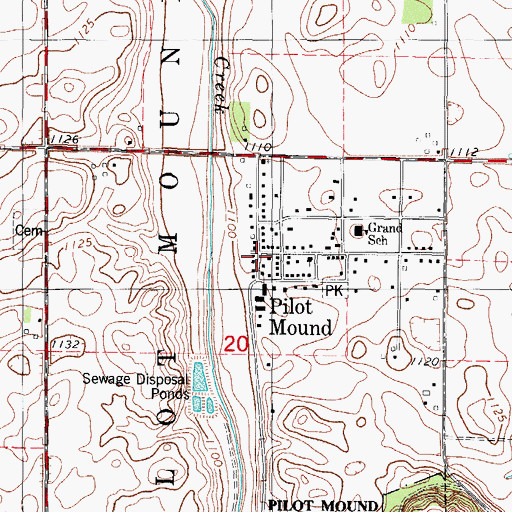 Topographic Map of Pilot Mound Fire and Rescue Department, IA