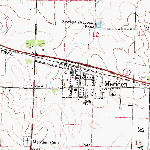 Topographic Map of Meriden Fire Department, IA