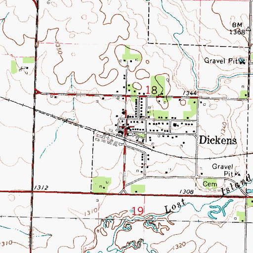 Topographic Map of Dickens Fire and Rescue, IA