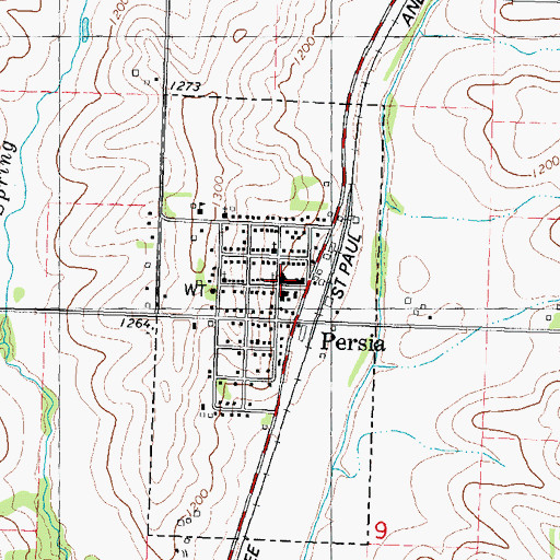 Topographic Map of Persia Fire and Rescue, IA