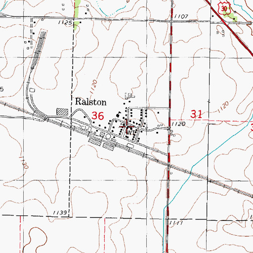 Topographic Map of Ralston Volunteer Fire Department, IA