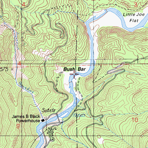 Topographic Map of Bush Barl, CA