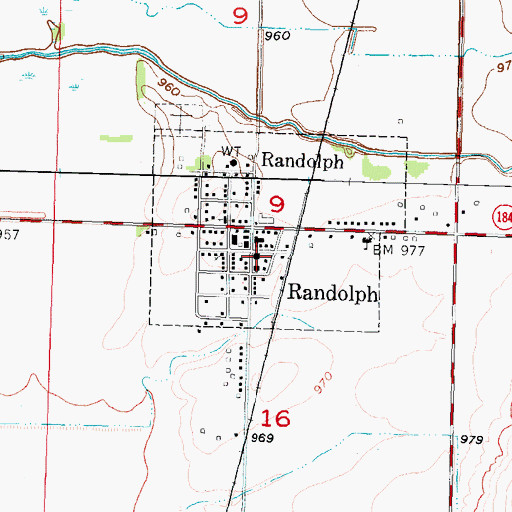 Topographic Map of Randolph Volunteer Fire and Rescue, IA