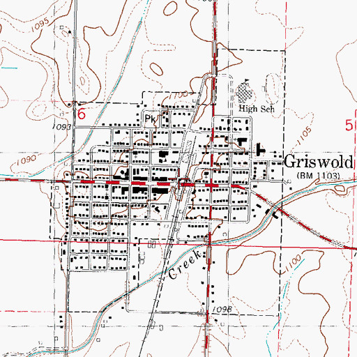 Topographic Map of Griswold Volunteer Fire and Rescue, IA
