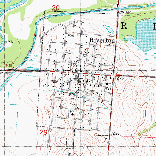 Topographic Map of Riverton Volunteer Fire and Rescue, IA