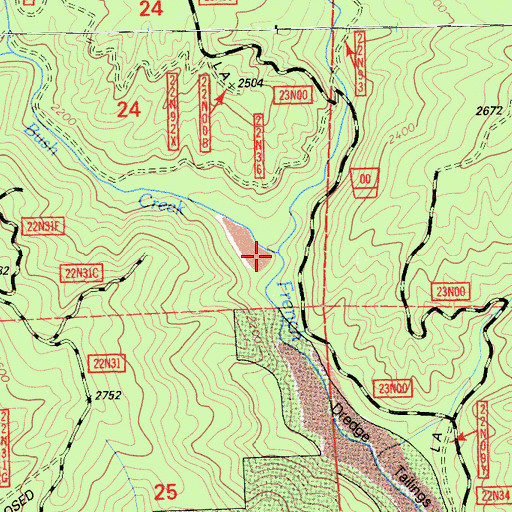 Topographic Map of Bush Creek, CA