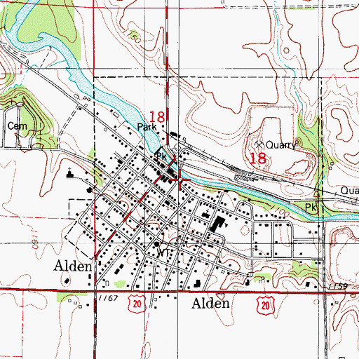 Topographic Map of Alden Fire Department, IA