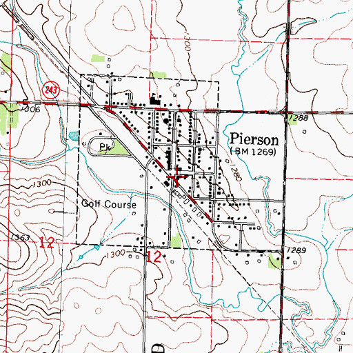 Topographic Map of Pierson Volunteer Fire and Ambulance, IA