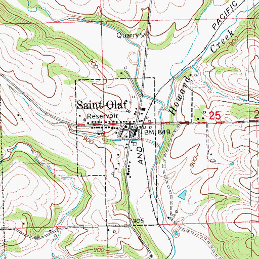 Topographic Map of Saint Olaf Fire Department, IA