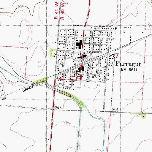 Topographic Map of Farragut Fire and Rescue, IA