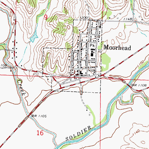 Topographic Map of Moorhead Fire Department and Rescue Unit, IA