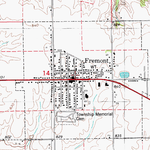 Topographic Map of Fremont Fire Department, IA