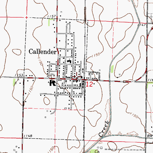 Topographic Map of Callender Community Fire Department, IA