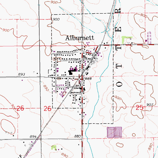 Topographic Map of Alburnett - Otter Creek Fire Department, IA