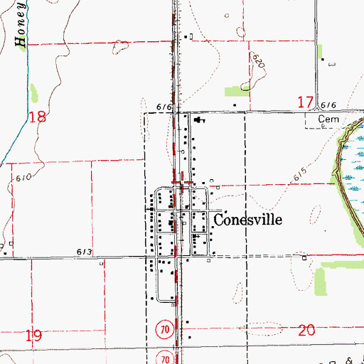 Topographic Map of Conesville Volunteer Fire Department, IA