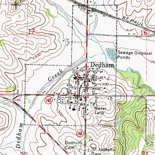 Topographic Map of Dedham Fire Department First Responders Station 1, IA