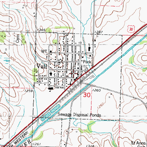 Topographic Map of Vail Volunteer Fire Department, IA