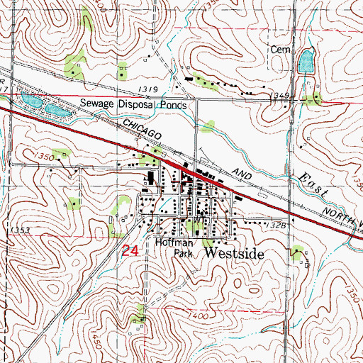 Topographic Map of Westside Fire Department, IA