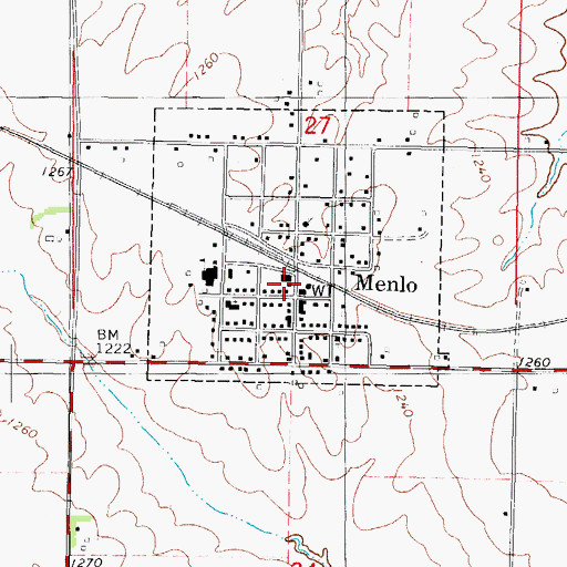 Topographic Map of Menlo Fire and Rescue, IA