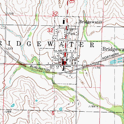 Topographic Map of Bridgewater Fire Department and Emergency Medical Services, IA