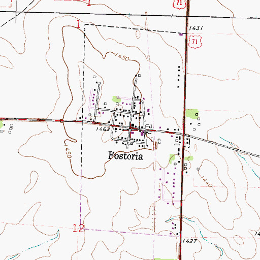 Topographic Map of Fostoria Fire and Rescue, IA