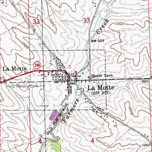 Topographic Map of La Motte Fire and Rescue, IA