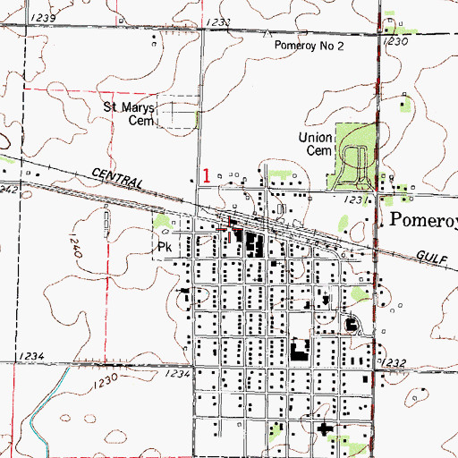 Topographic Map of Pomeroy Fire and Ambulance Service, IA