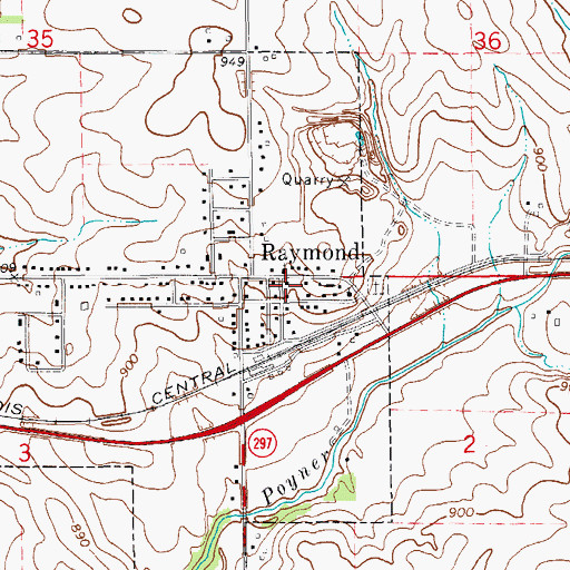 Topographic Map of Raymond Volunteer Fire Department, IA