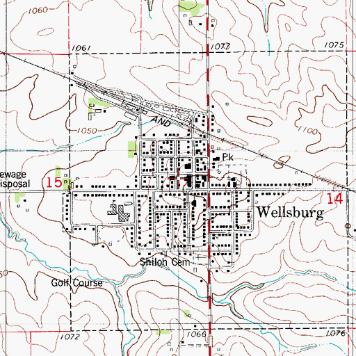 Topographic Map of Wellsburg Fire Department and Ambulance Service, IA