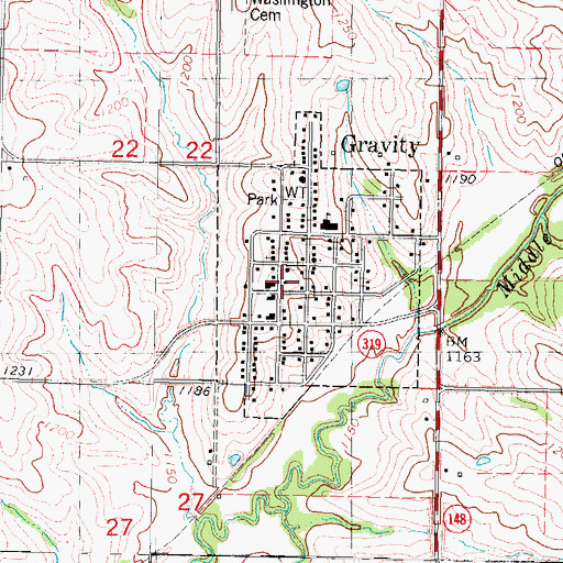 Topographic Map of Gravity Fire Department, IA