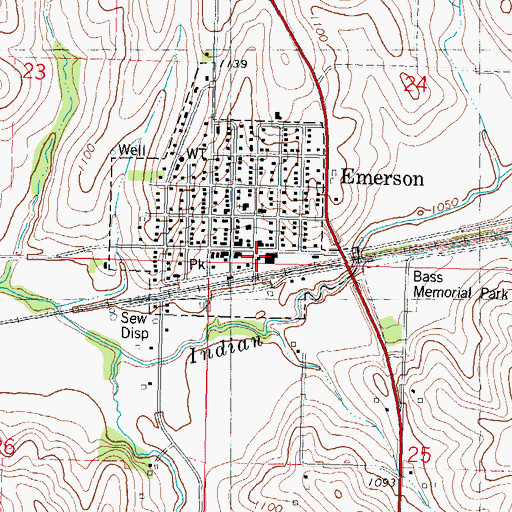 Topographic Map of Emerson Volunteer Fire and Rescue Department, IA