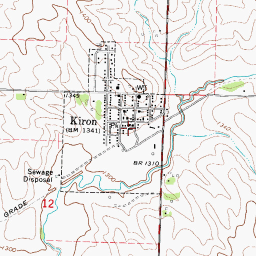 Topographic Map of Kiron Fire Department, IA